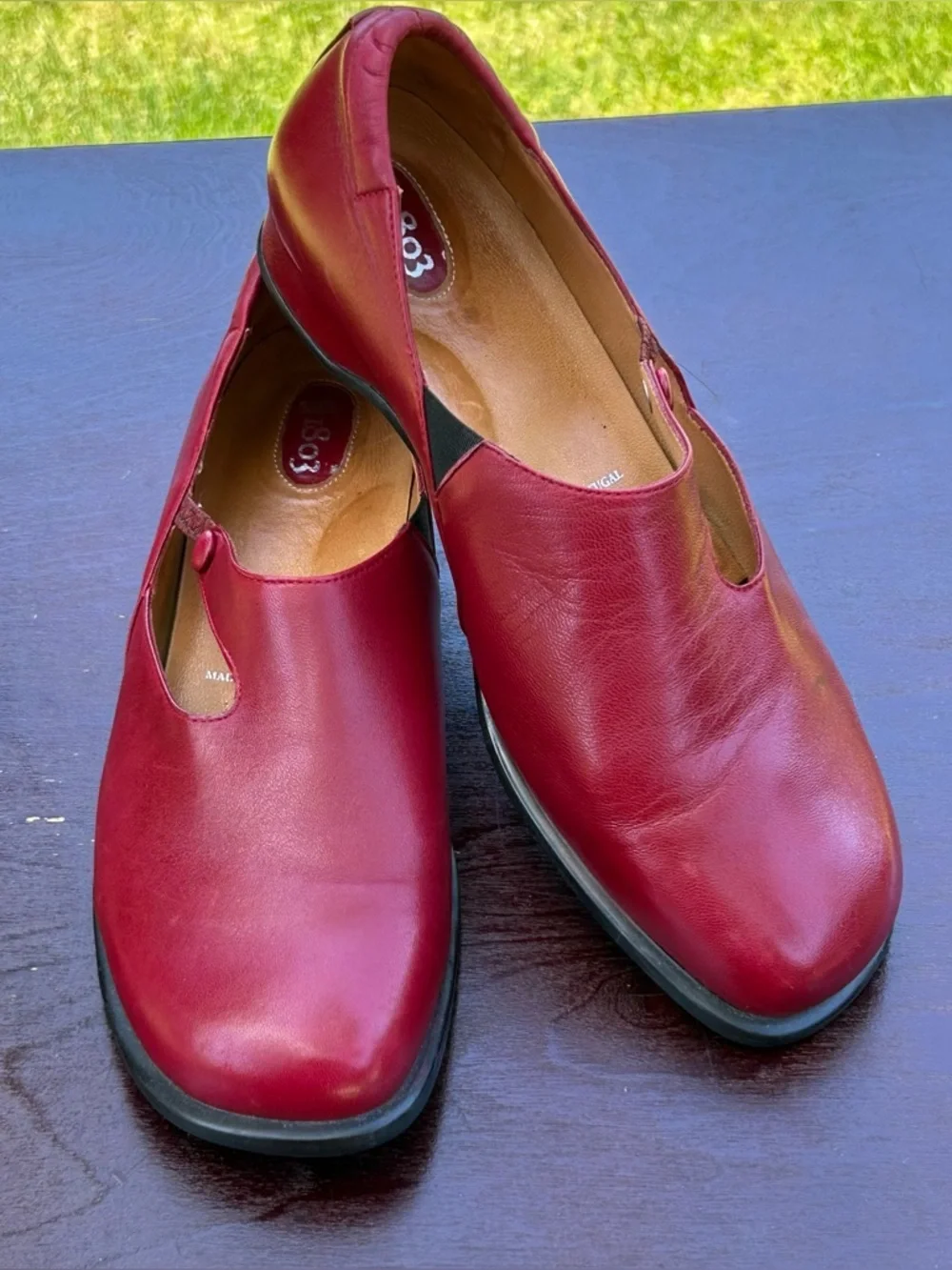 1803 Footwear Handmade Leather Red Mary Jane Style Shoe Size EU 40/US 9